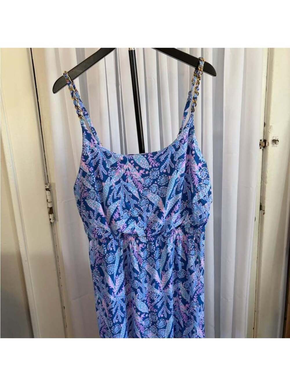 Lilly Pulitzer Blue & Pink Floral Chain-Strap Sundress